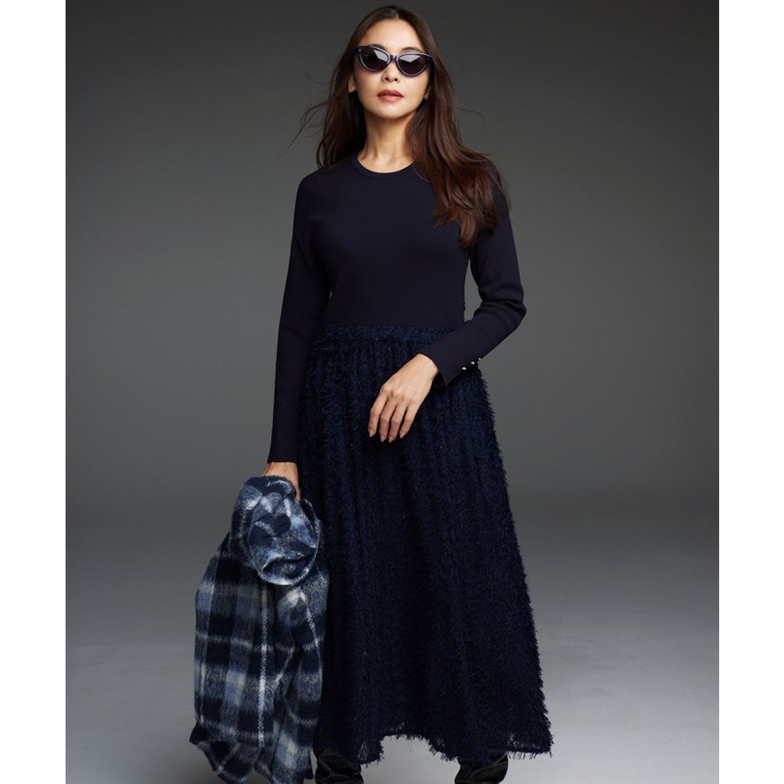 ニジュウサンク 23区 【店舗限定/洗える】ニットコンビジャカード