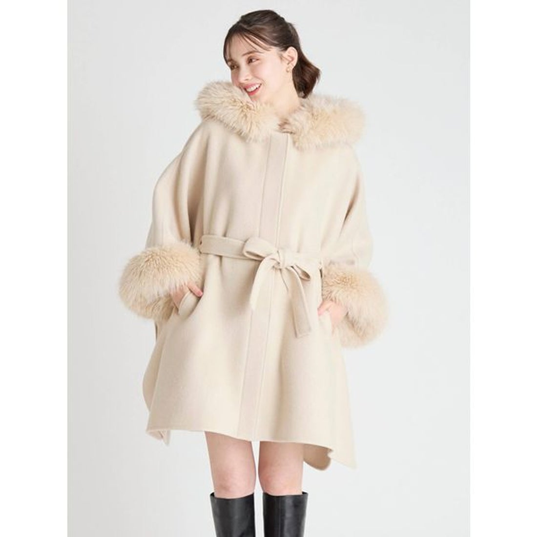 セルフォード CELFORD ファーポンチョコート （LGRY） - ファッション