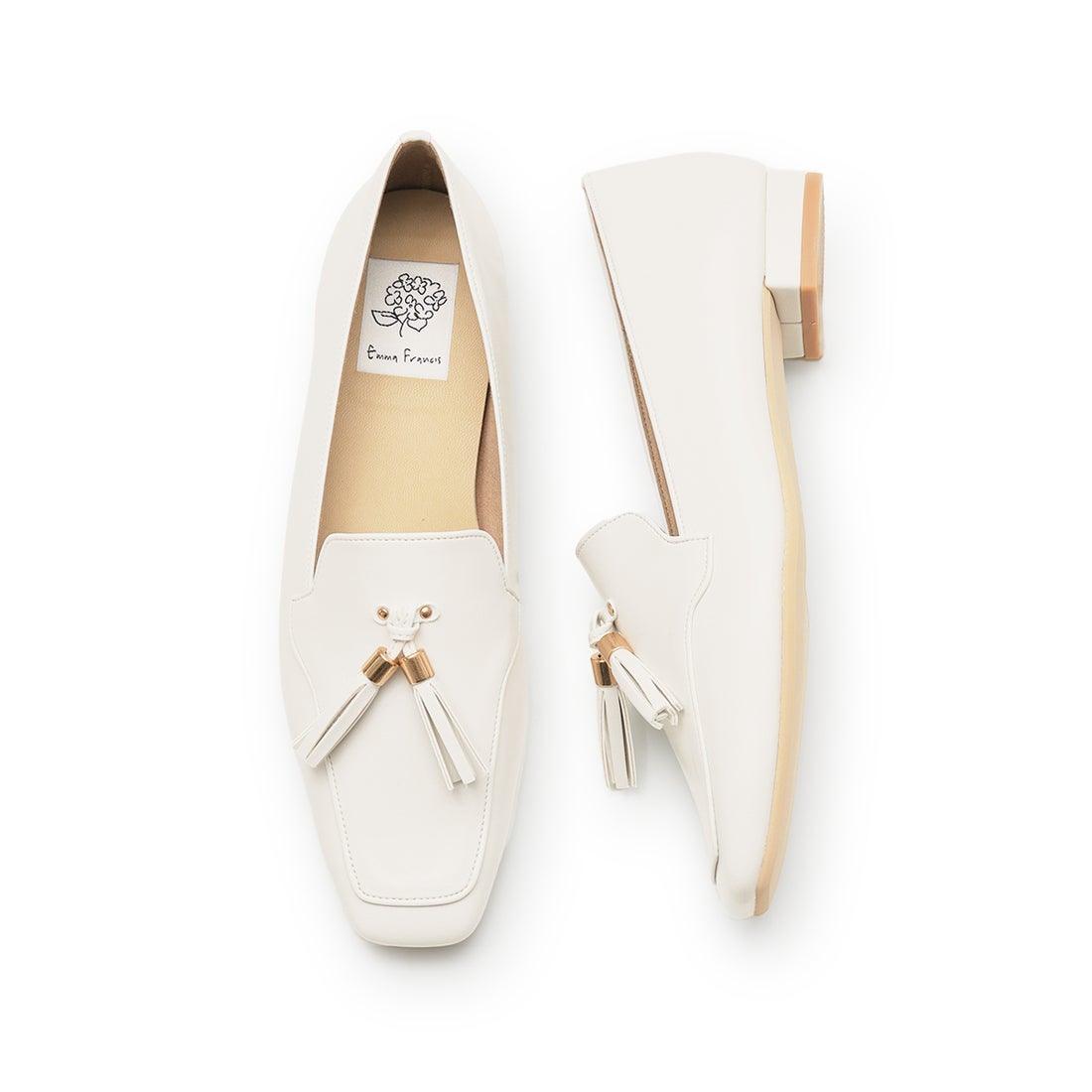 スリム タッセルローファー （ホワイト スムース） -Emma Francis