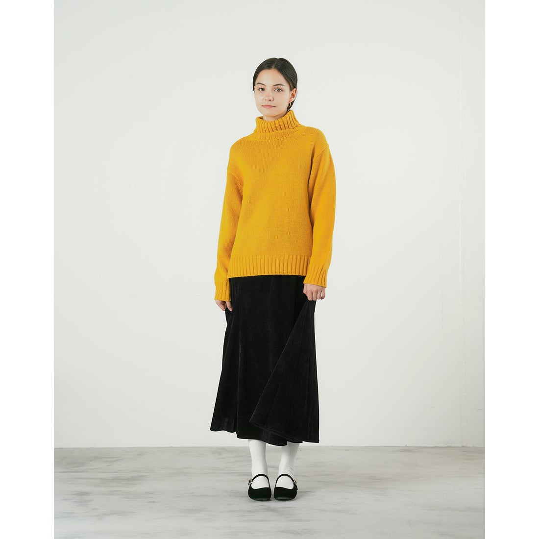 フラット ビジューストラップ メリージェーン （ブラック ベルベット