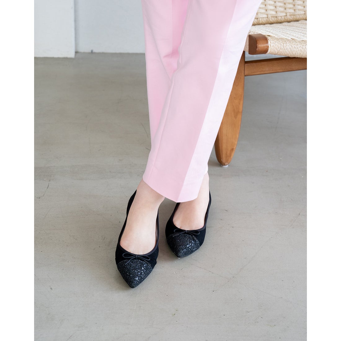 フラットバレエシューズ （ブラック スエード） -Emma Francis / エマ