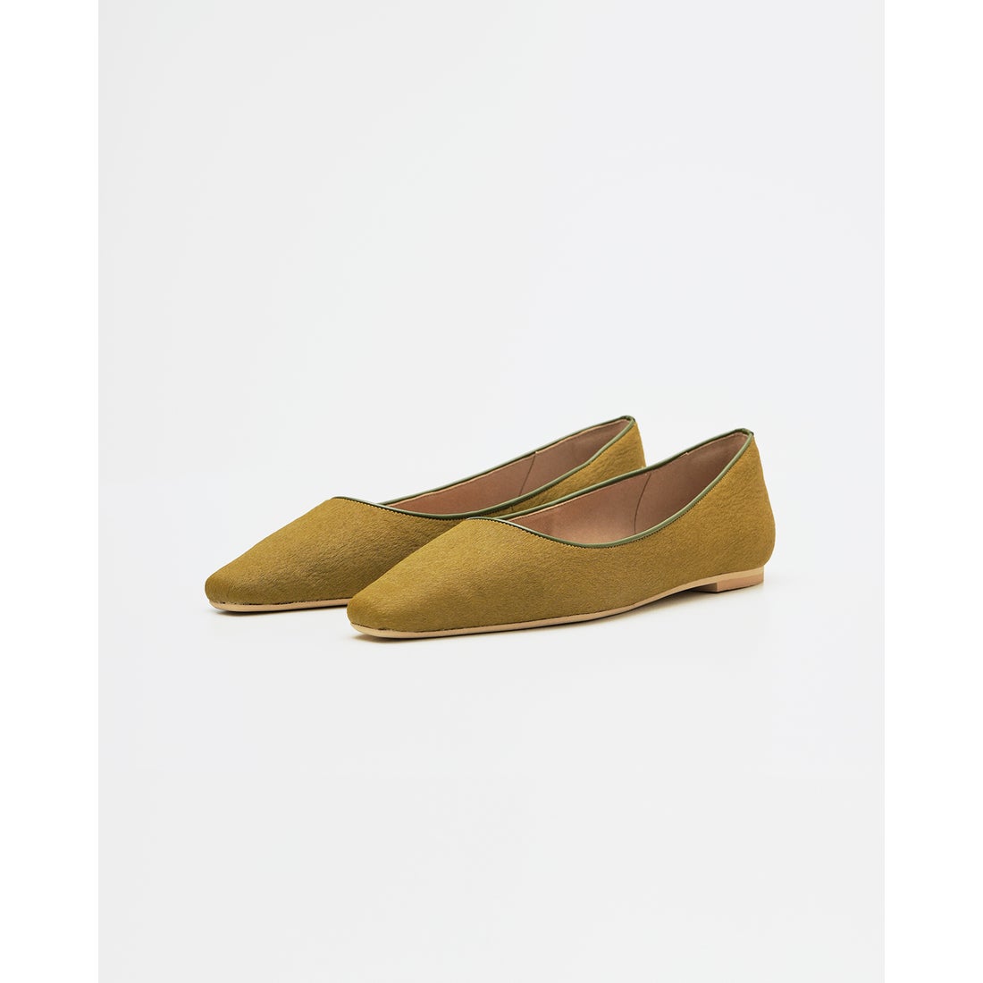 ハラコレザー フラットパンプス （カーキ ハラコレザー） -Emma