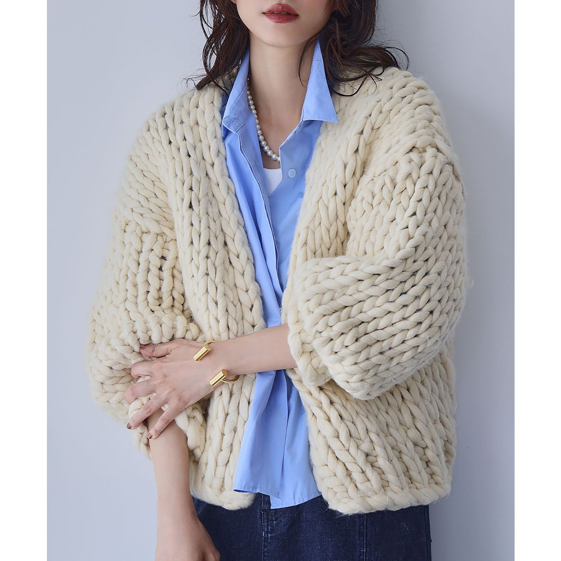 エルフランク ELFRANK ざっくり編み チャンキーニット カーディガン