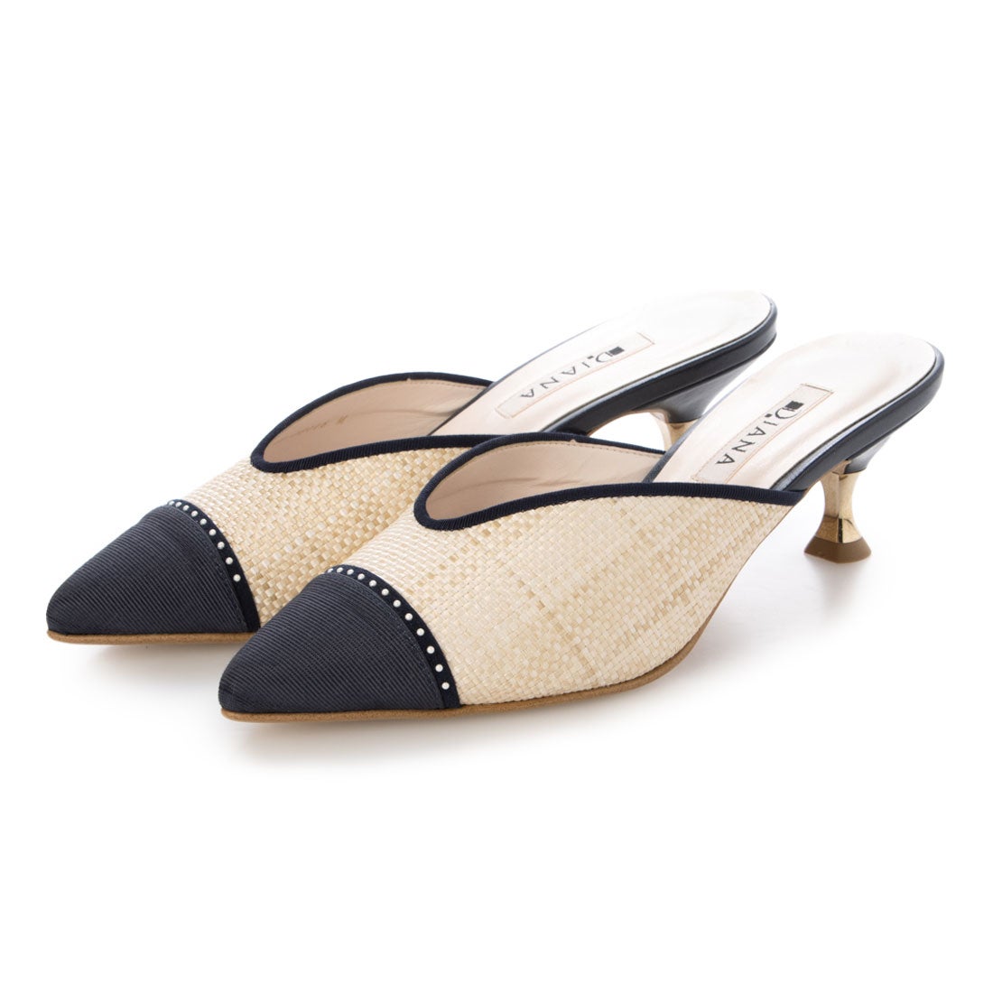 ダイアナ DIANA ミュールパンプス （アイボリー生地） -靴