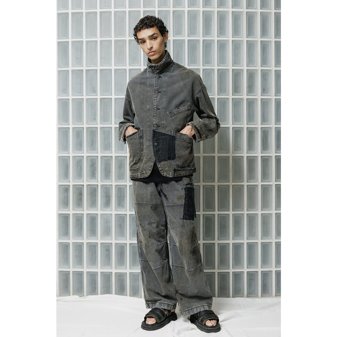 イソウ ISO ANACHRONORM Collaboration Denim Overalls （Black） 通販