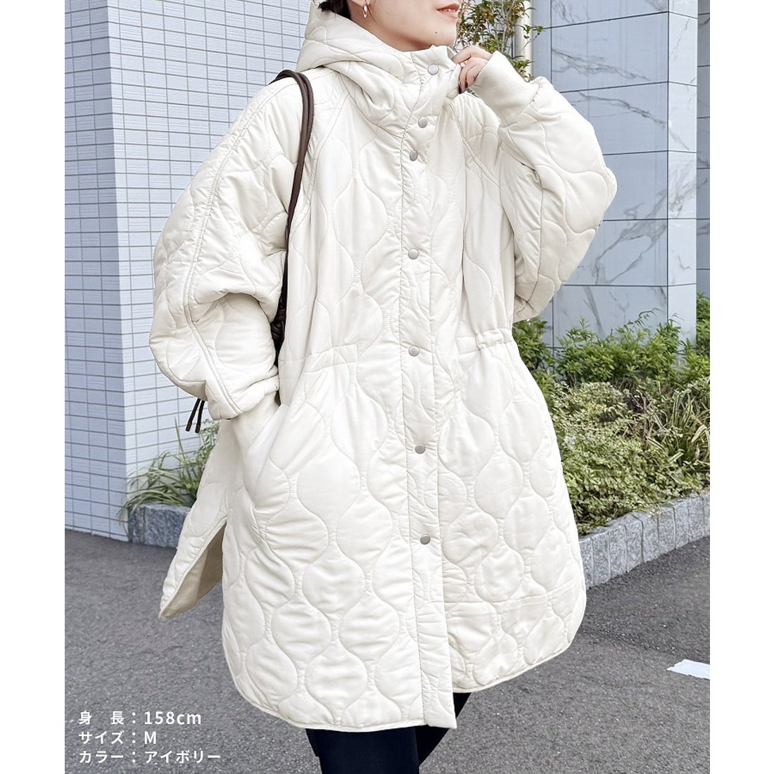 レカ reca キルティングドロストフードコート(y8127) （カーキ