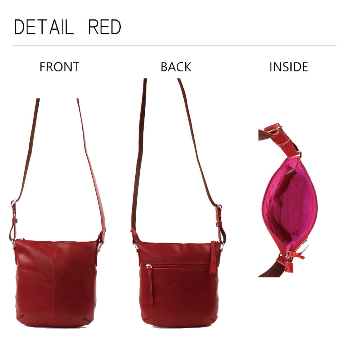 エイチエス HS 【日本製】 本革 ショルダーバッグ （レッド