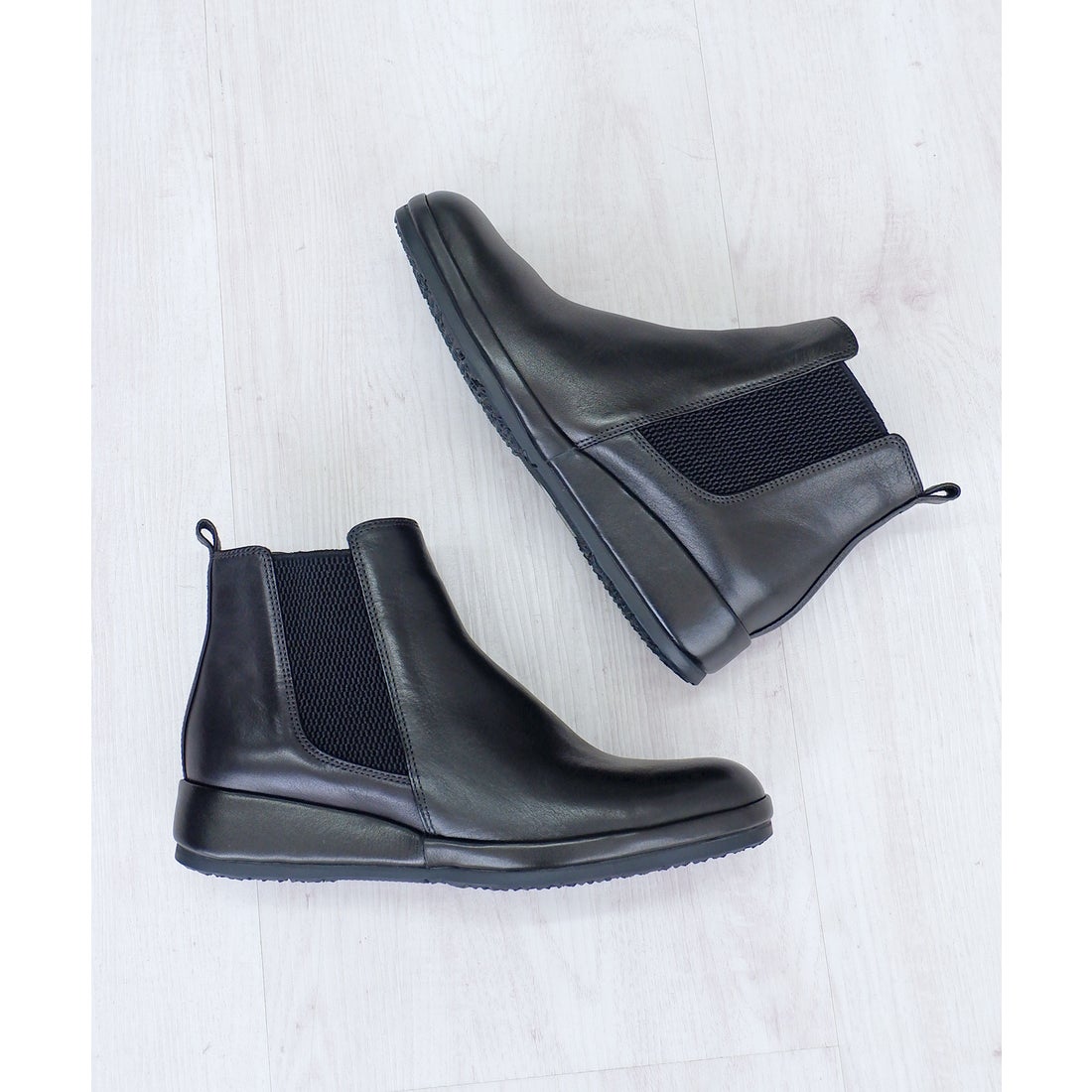 本革】 プラットサイドゴアブーツ 6737 （ブラック） -モードカオリ