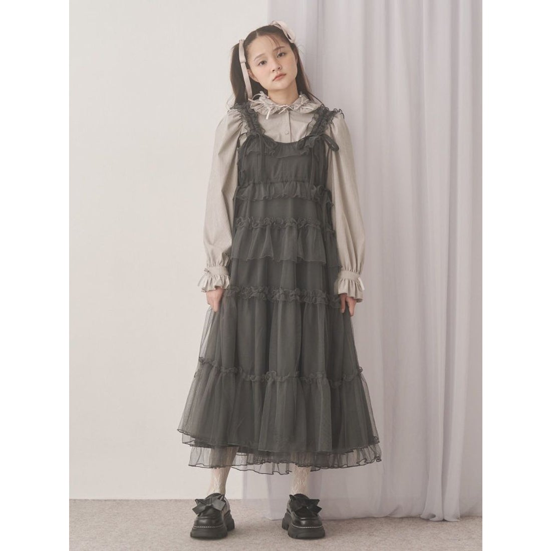 メリージェニー merry jenny チュールドロストロングワンピース