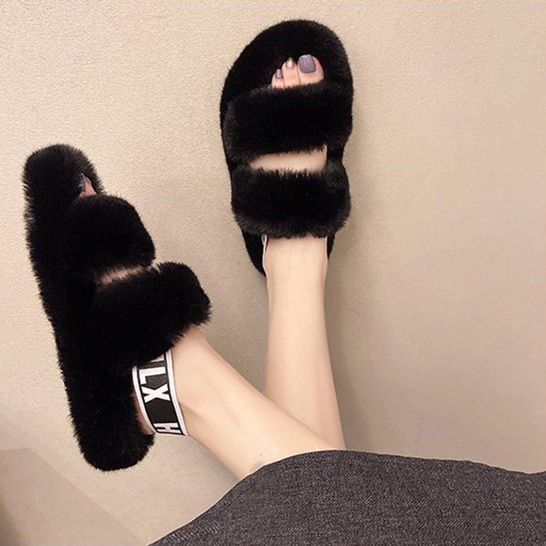 miniministore ファーサンダル レディースファースリッパ -靴