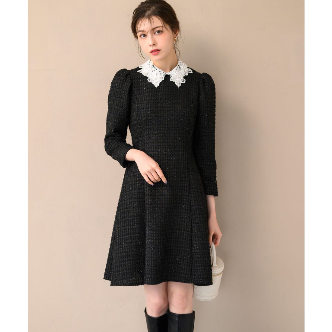 ミッシュマッシュ MISCH MASCH 2024秋冬新作 レース襟ミニツイード