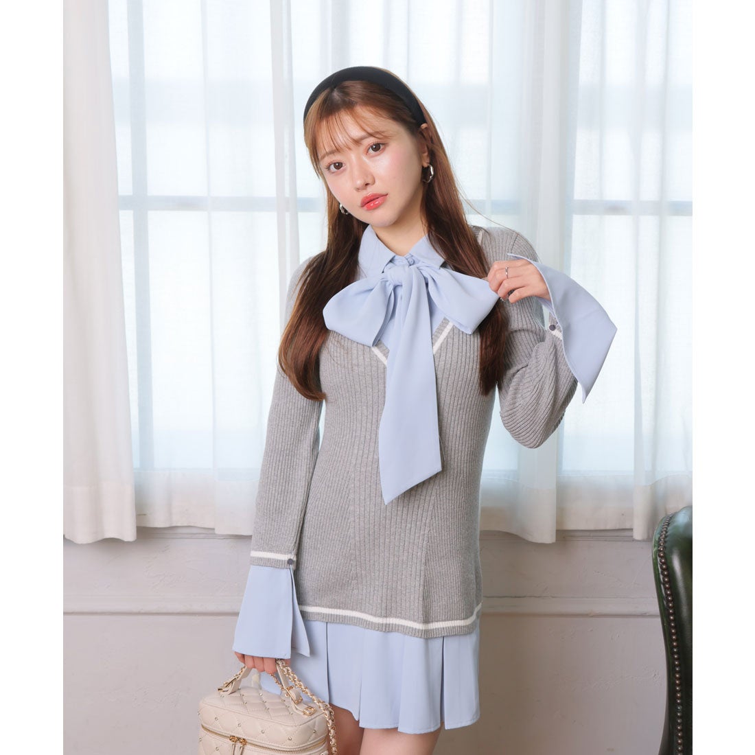 リップサービス LIP SERVICE シャツドッキングプリーツワンピース