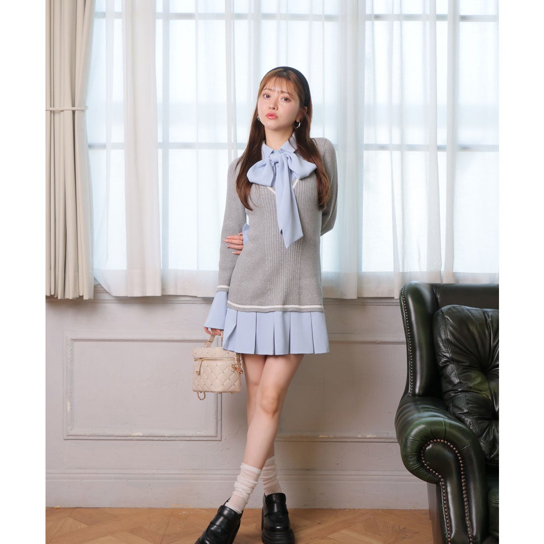 リップサービス LIP SERVICE シャツドッキングプリーツワンピース