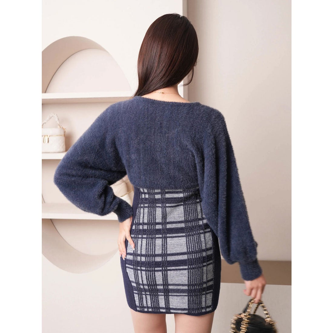 リップサービス LIP SERVICE リボンフェザーアンサンブルニット