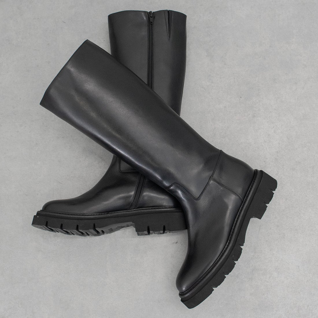 ルカ グロッシ Luca Grossi ラウンドトウタンクソールロングブーツ