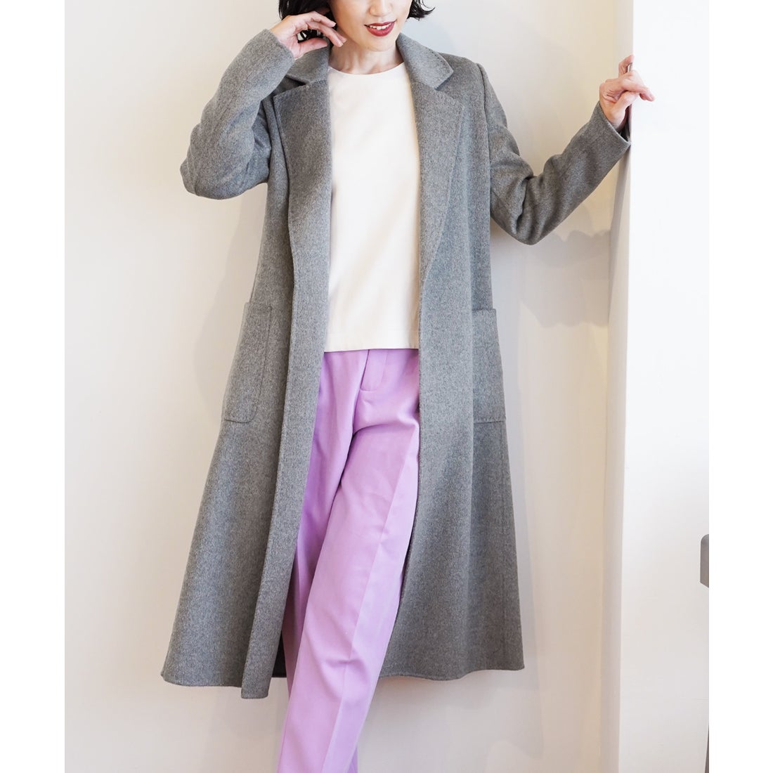 サンキョウショウカイ 三京商会 カシミヤ ガウン ロング コート 着丈