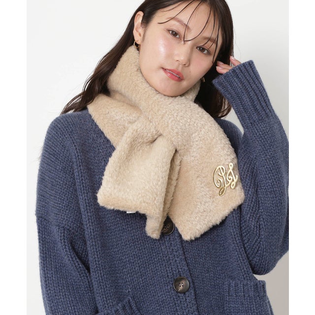 PAUL&JOE ブローチ付 フェイクファーマフラー （ベージュ