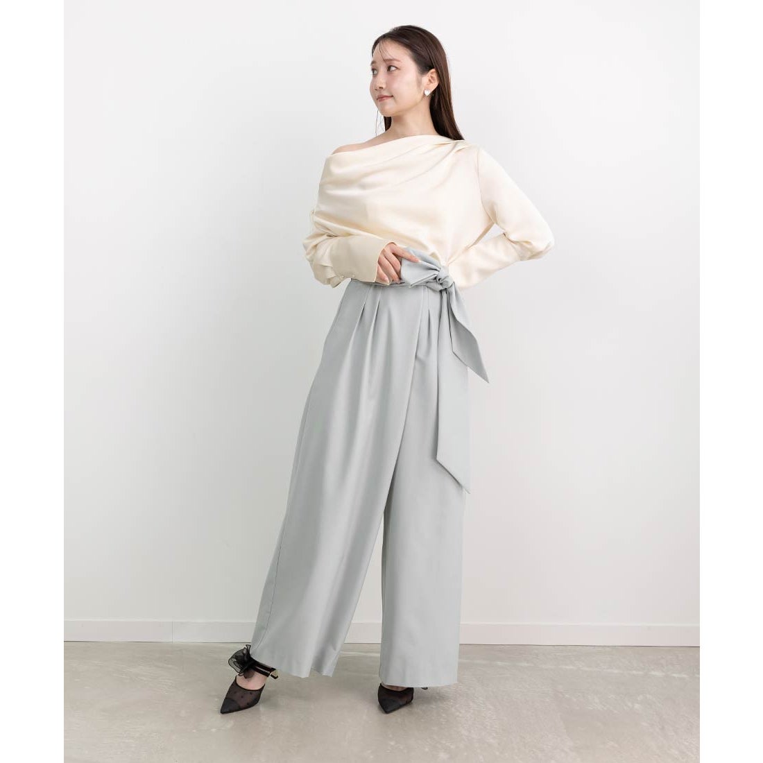 ランダ RANDA 【HEART COLLECTION】シフォンリボンハートミュール