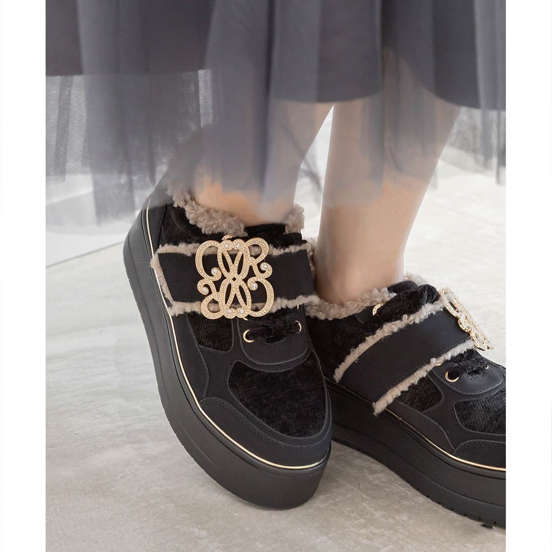 ランダ RANDAボリュームソールボアスニーカー （BLACK