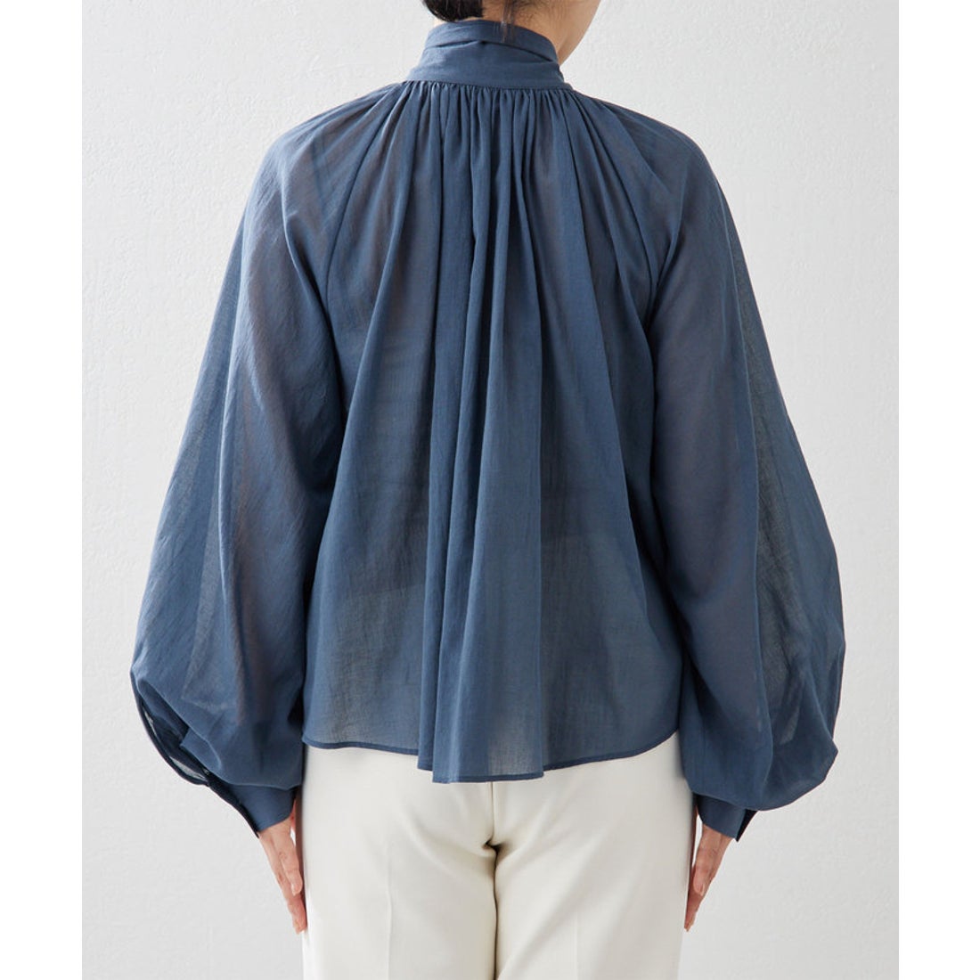 ウィムガゼット Whim Gazette ローンボウタイブラウス （blue） -靴