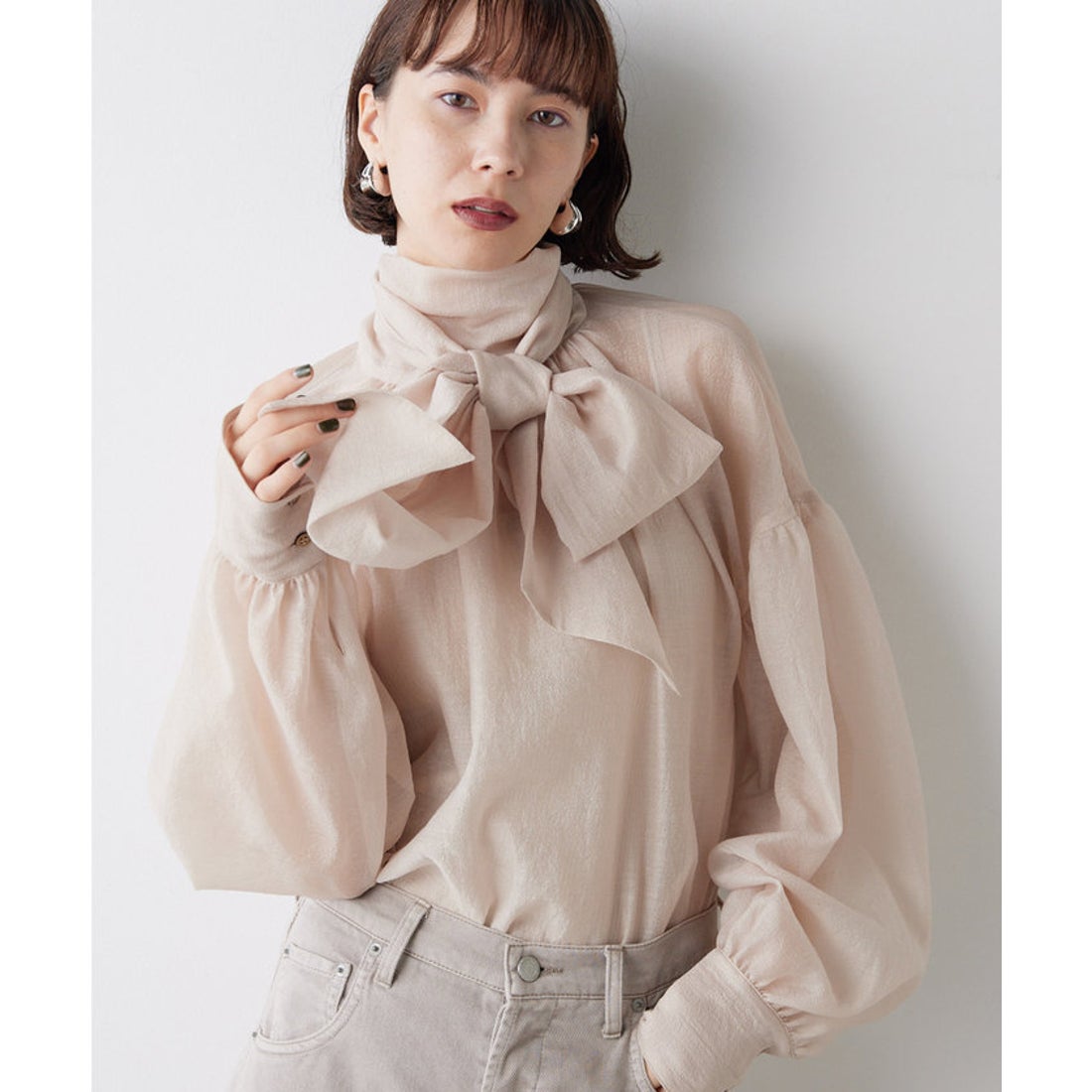 ウィムガゼット Whim Gazette オーガンザボウブラウス （babypink