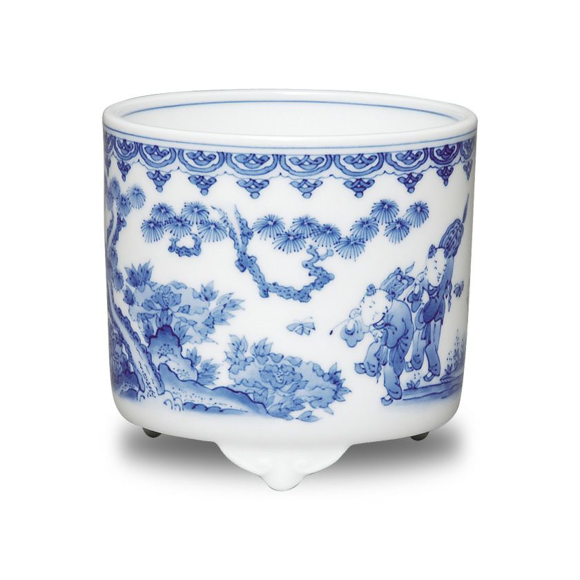 茶道具 火入（ひいれ） 火入 白磁 染付唐子 横石嘉助