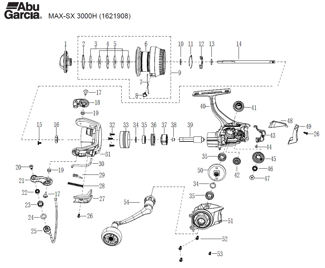 1621908 Max SX 3000H | PureFishing Japan 製品リールパーツリスト