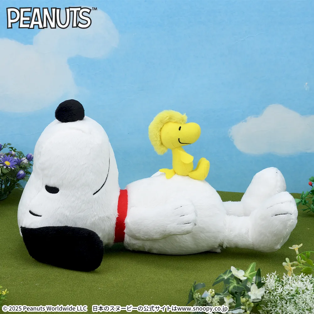 SNOOPY™ Lぬいぐるみ“スヌーピー&ウッドストック”おなかVer.｜プライズ