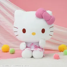 ハローキティ LLぬいぐるみ ピンクチェックVer.｜プライズ・くじ