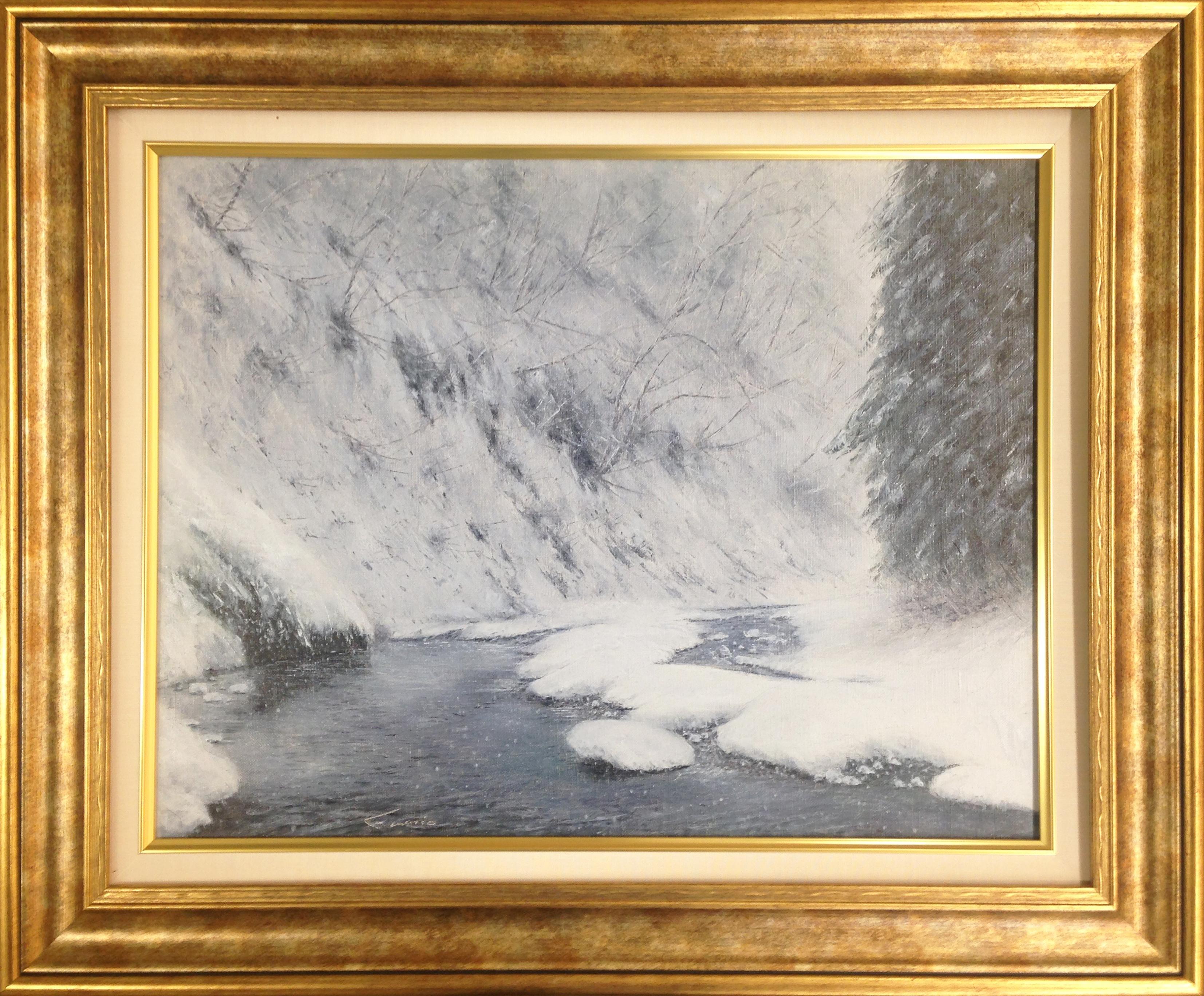 油彩画 F-8号 板垣文雄 枝新峠への径に沿って 1929年生 山形 油彩画 F