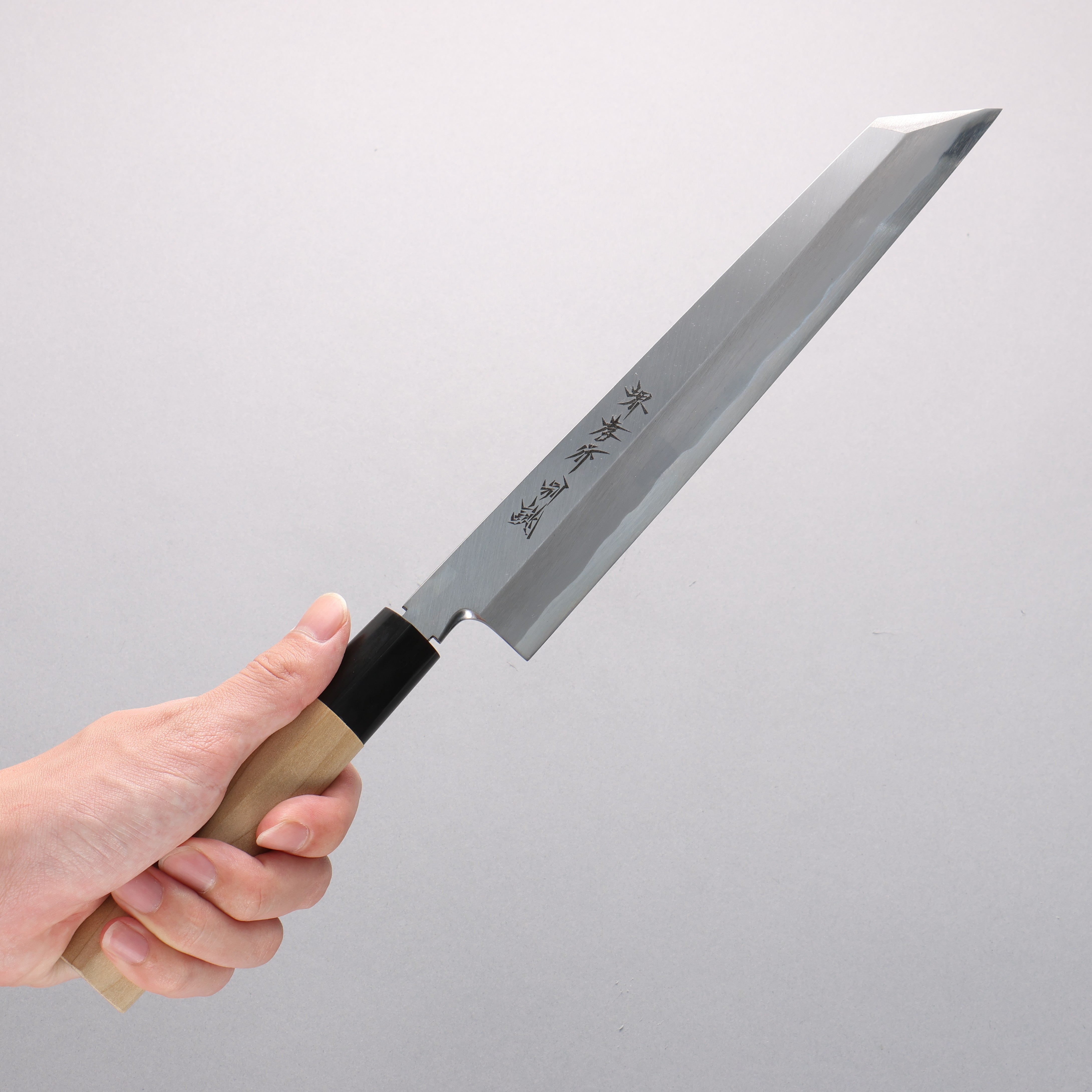 堺 孝行 特上 白ニ鋼 切付包丁 240mm 朴柄 – 清助刃物 Japan