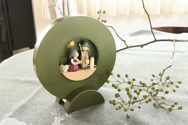 壁掛け 聖誕 緑(スタンド付) – ドイツ・ザイフェンの木のおもちゃ seiffen