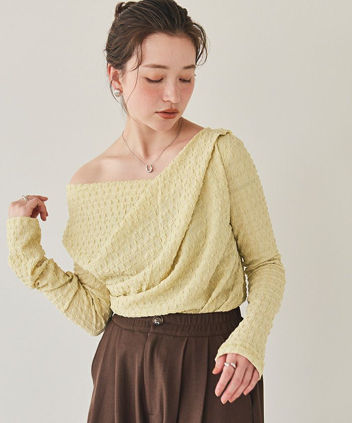 ドレープデザインロングスリーブトップス | titivate