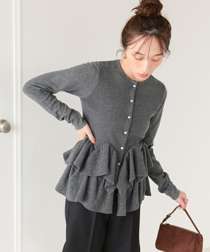 フリルヘムニットカーディガン | titivate