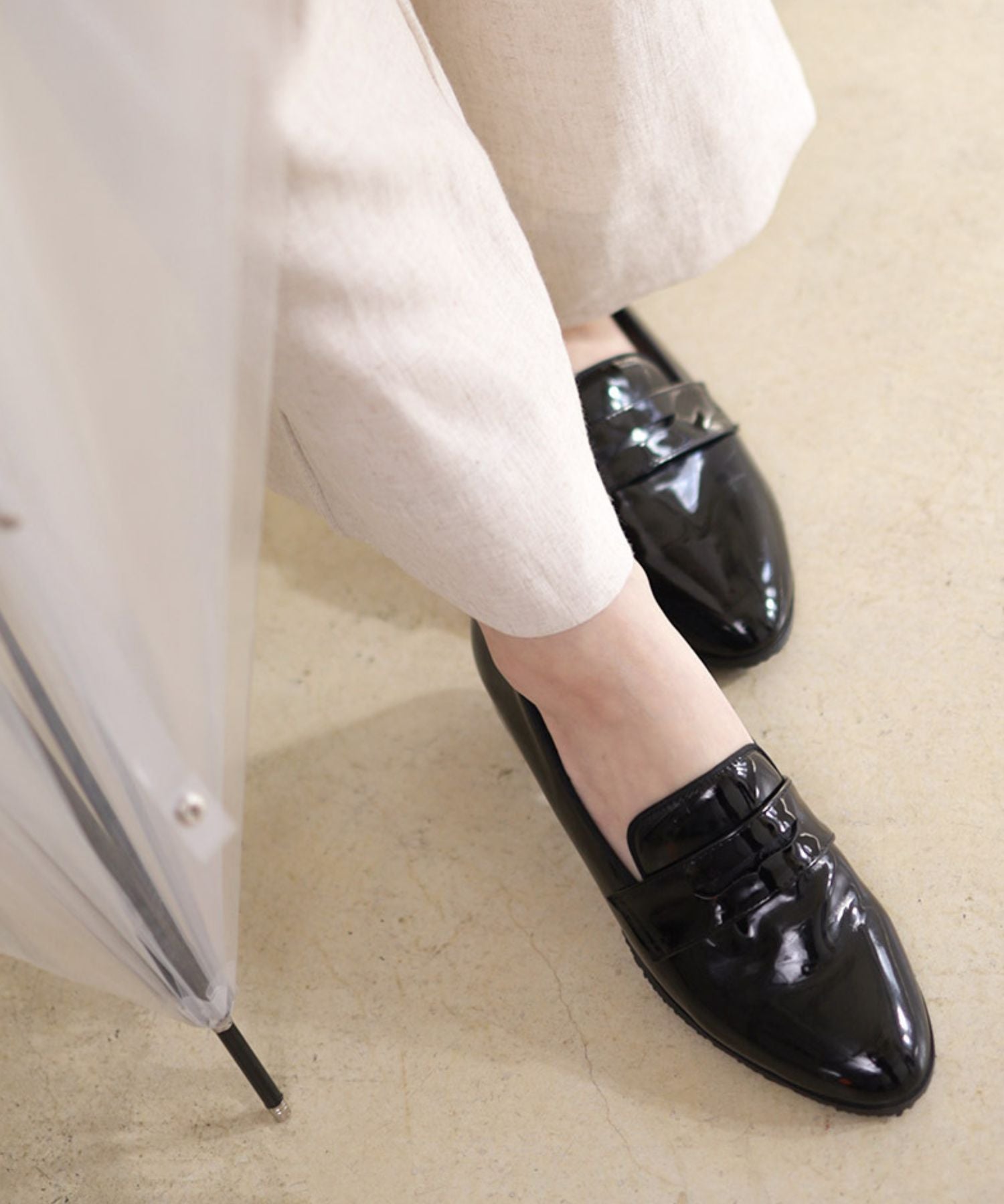 生活防水！晴雨兼用コインローファーパンプス/レインシューズ/レイン