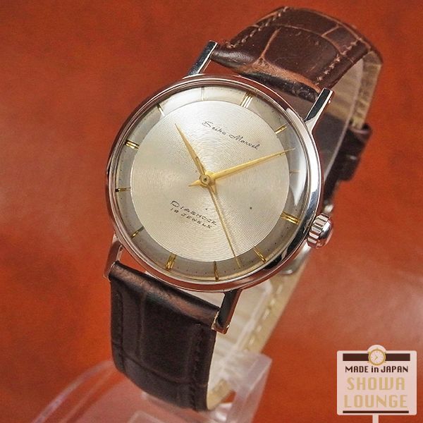 セイコー SEIKO マーベル 希少な19石赤機械 彫りインデックスの2トーン