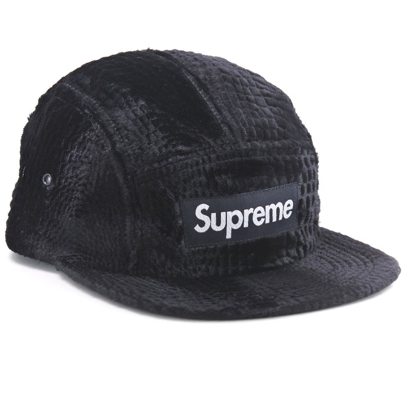 Supreme】シュプリーム キャップ レザー×ベロア ブラック ユニセックス