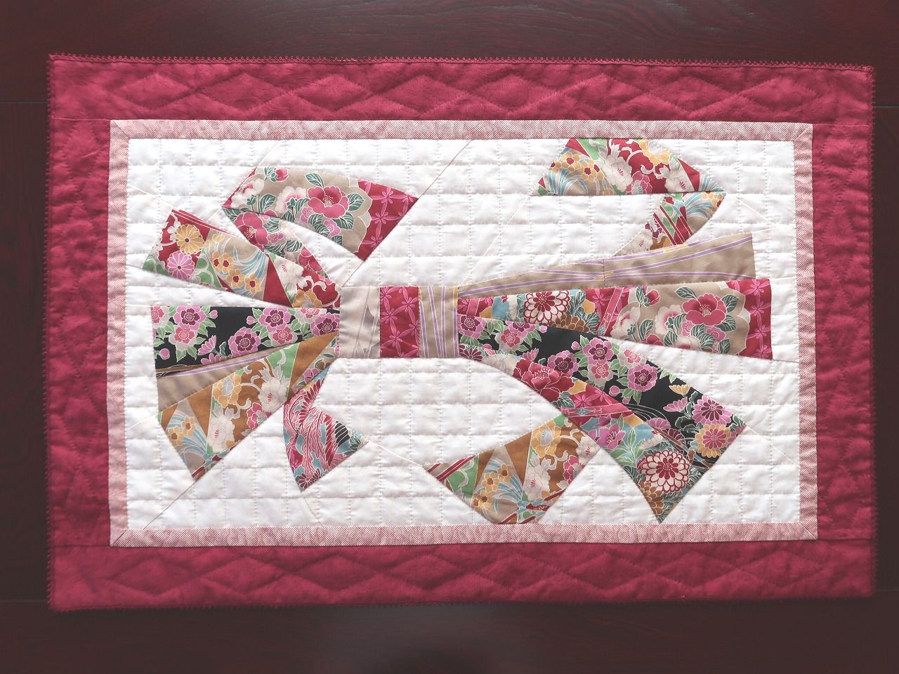 大判タペストリー 手作りキルティングマット 花柄 大判タペストリー