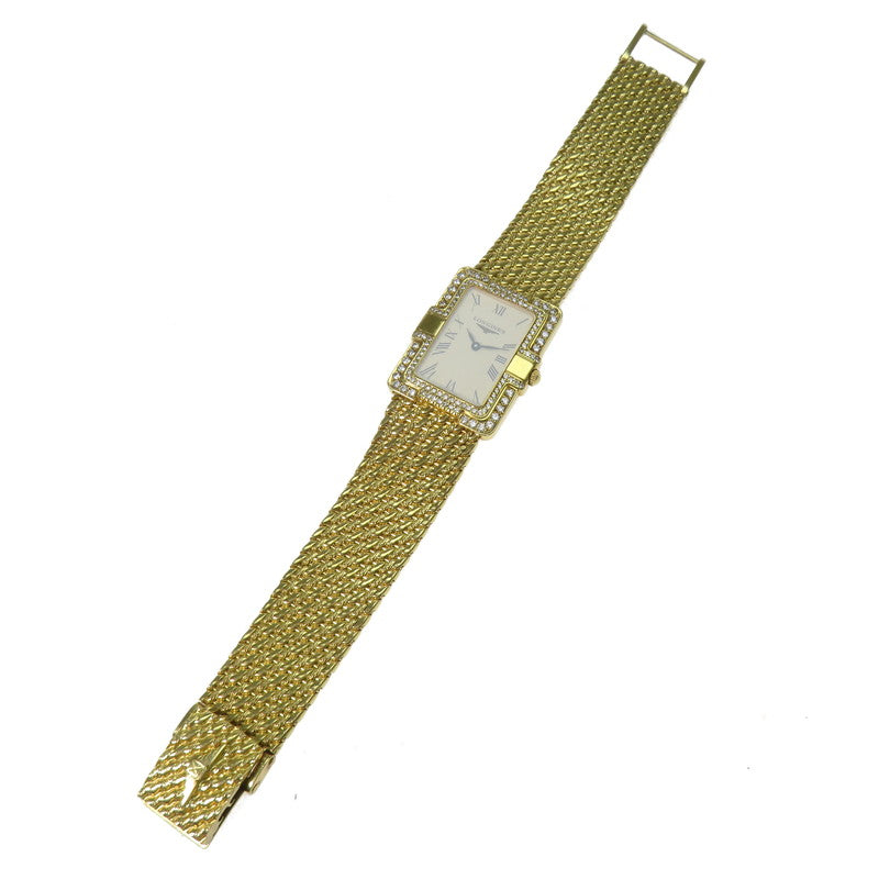 LONGINES/ロンジン】 スクエア ダイヤ巻 腕時計 K18YGイエローゴールド