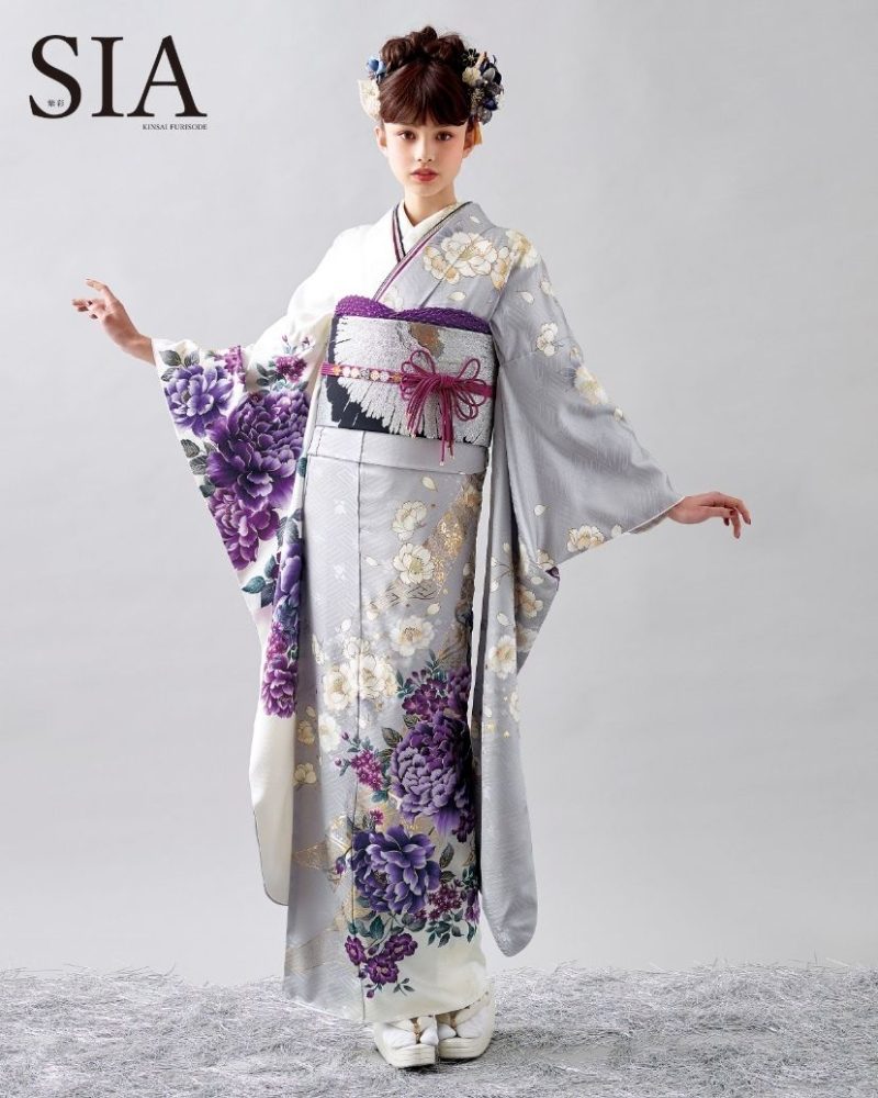SIA シルバーグレー白振袖23021｜振袖ネットレンタルはおりえん
