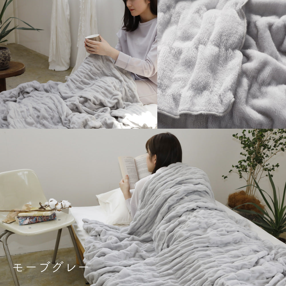 綿の吸湿発熱素材使用】ふかふかケット 発熱コットン warm support