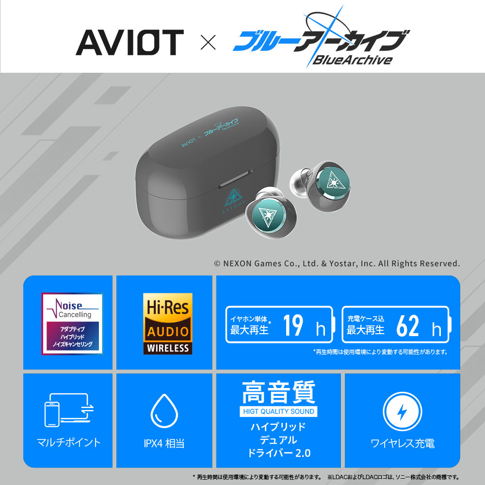 AVIOT TE-V1R-BLA｜ブルーアーカイブ コラボ完全ワイヤレスイヤホン