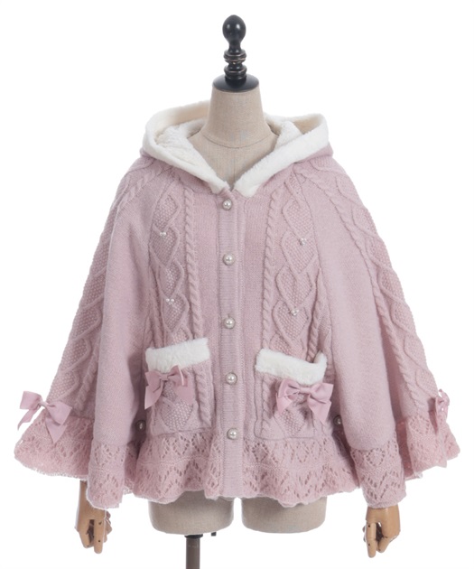 ハート編柄裏ボアニットケープ | axes femme online shop