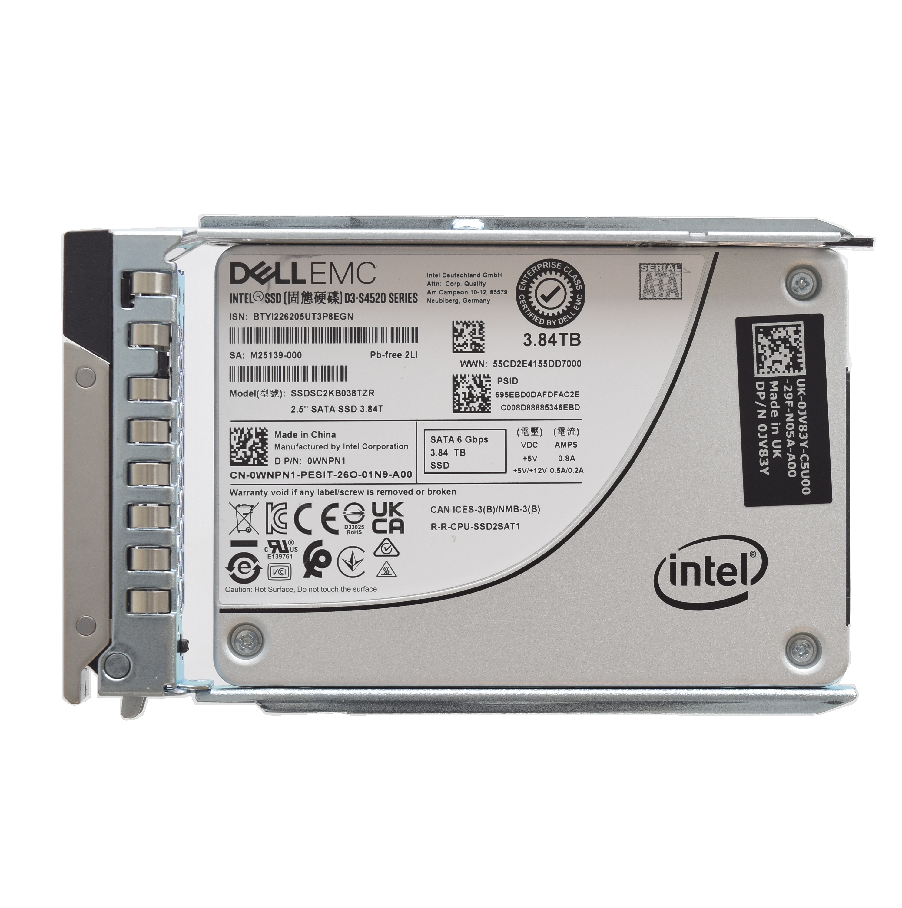 Dell Intel D3-S4520 3.84TB 6GBPS RI SATA SSD WNPN1