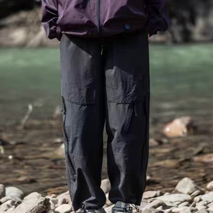 刺繍 裾ドローコード 防水 ワイドパンツ（3Colors）250186 – Champyee