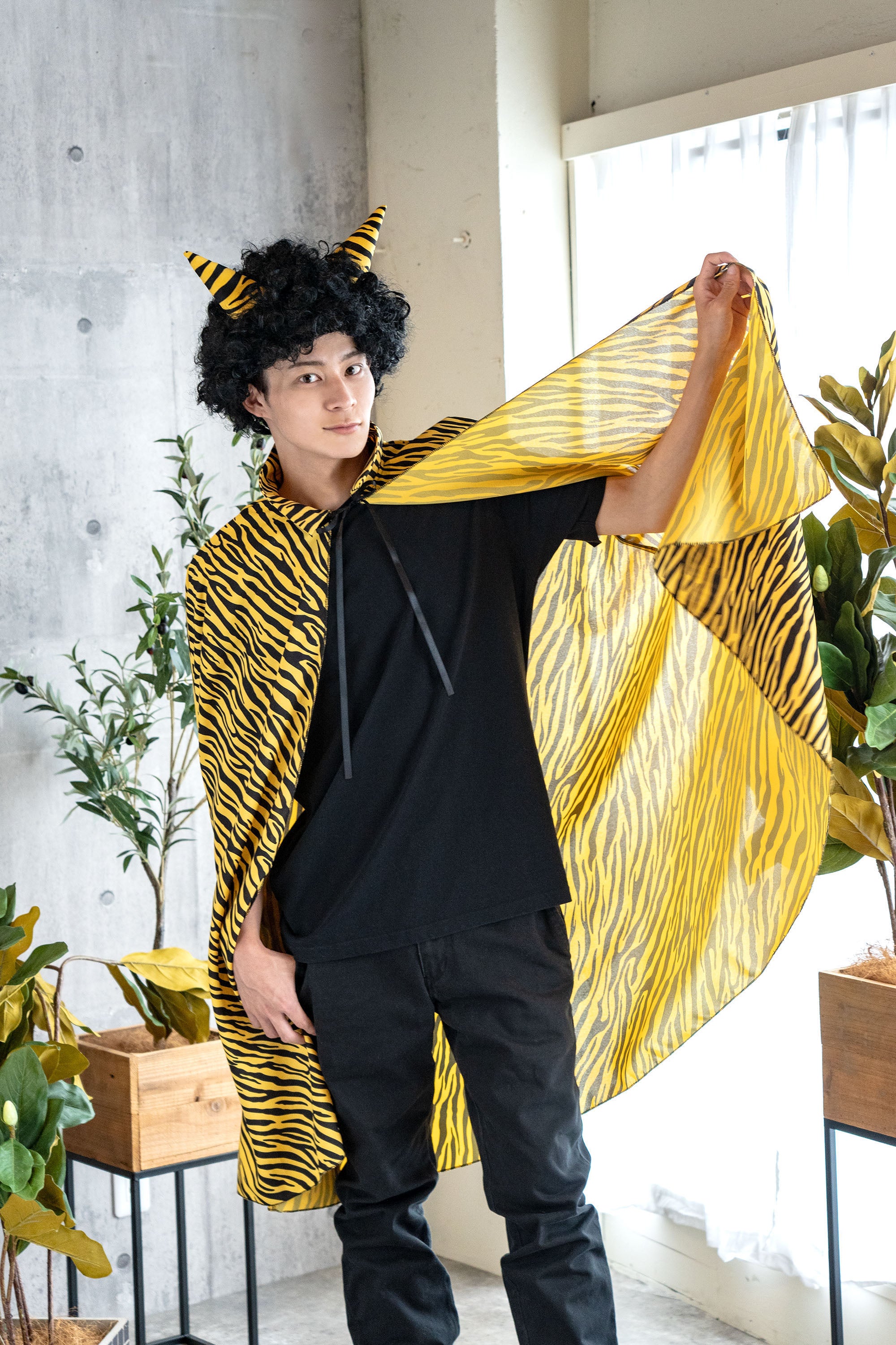 コスプレ 節分 鬼 トラ柄マント トラ柄 マント メンズ フリーサイズ