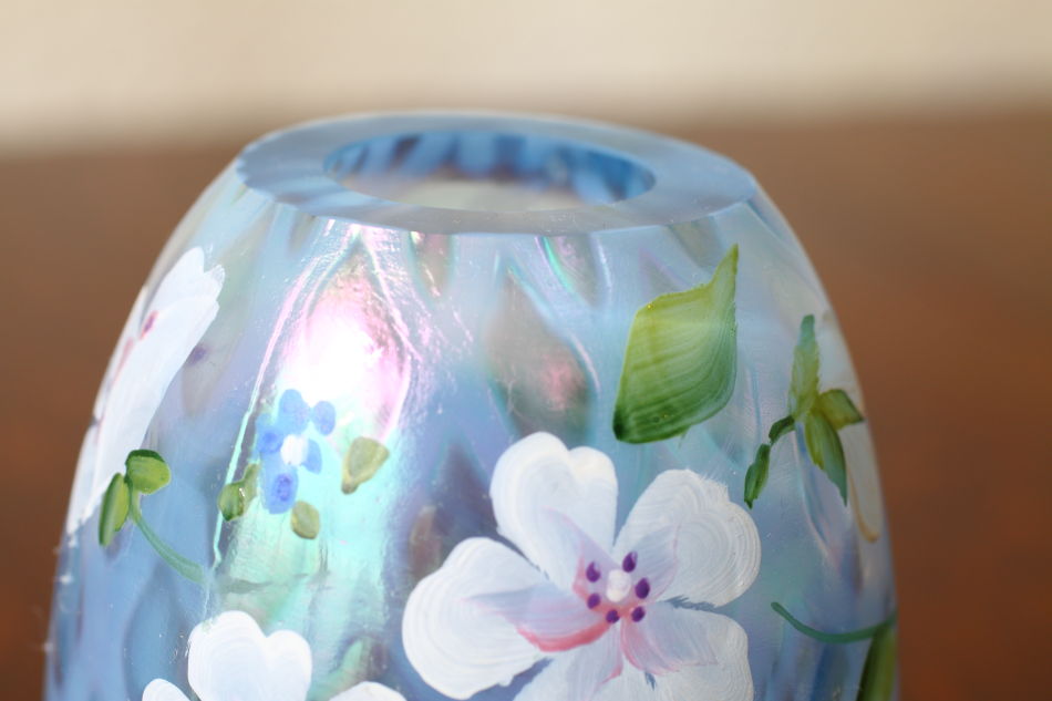 Fentonフェントン ブルー&オパールセント イリデッセンスガラス