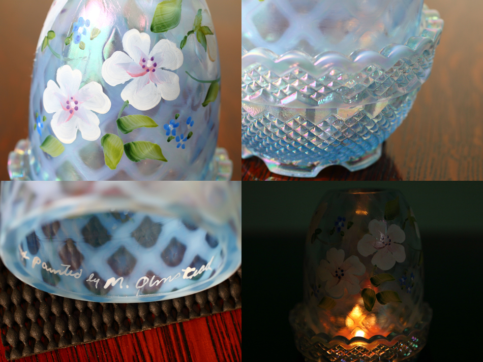 Fentonフェントン ブルー&オパールセント イリデッセンスガラス