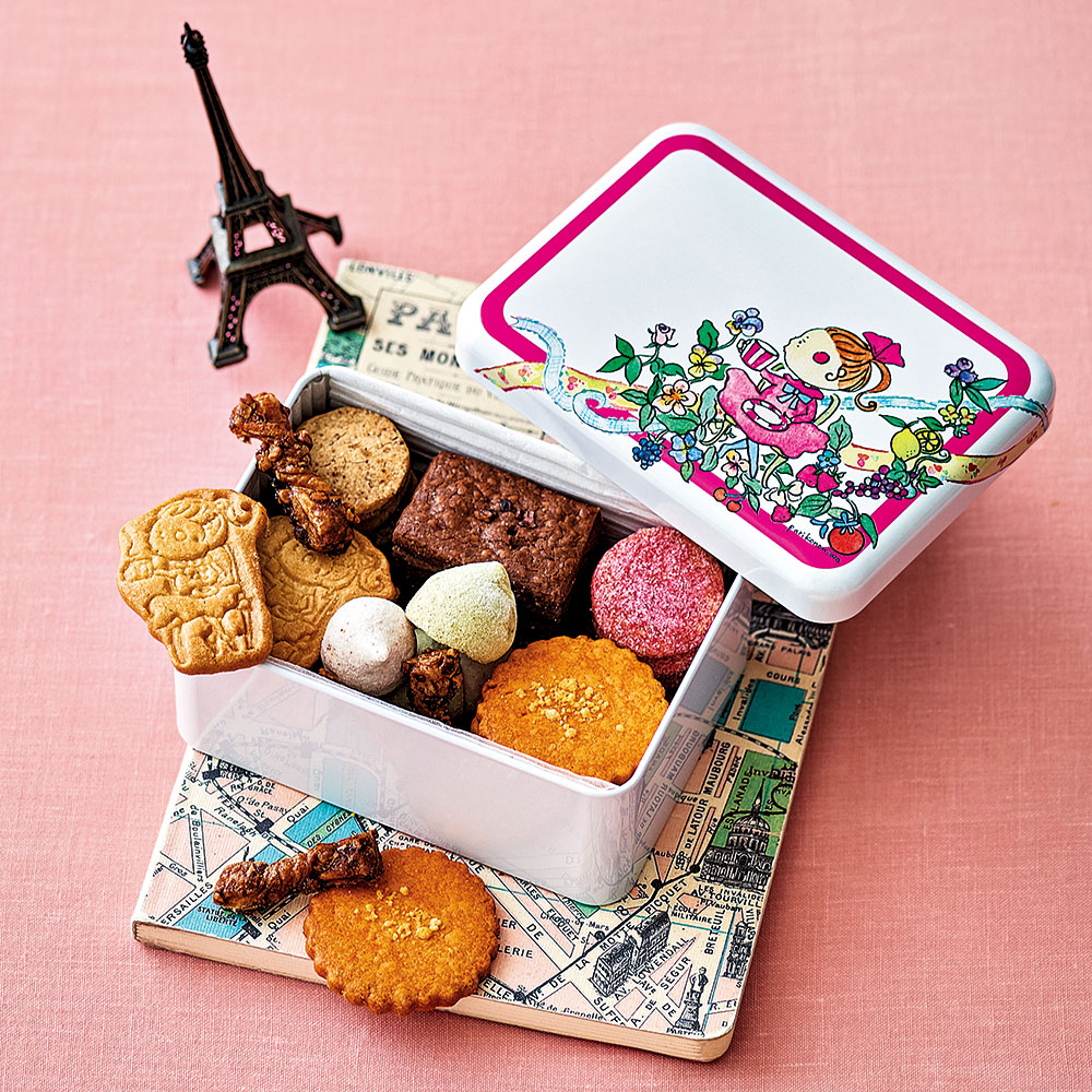 ラ・ポーズのクッキー缶 “パリ子のプチサブレ缶” 8種: スイーツ