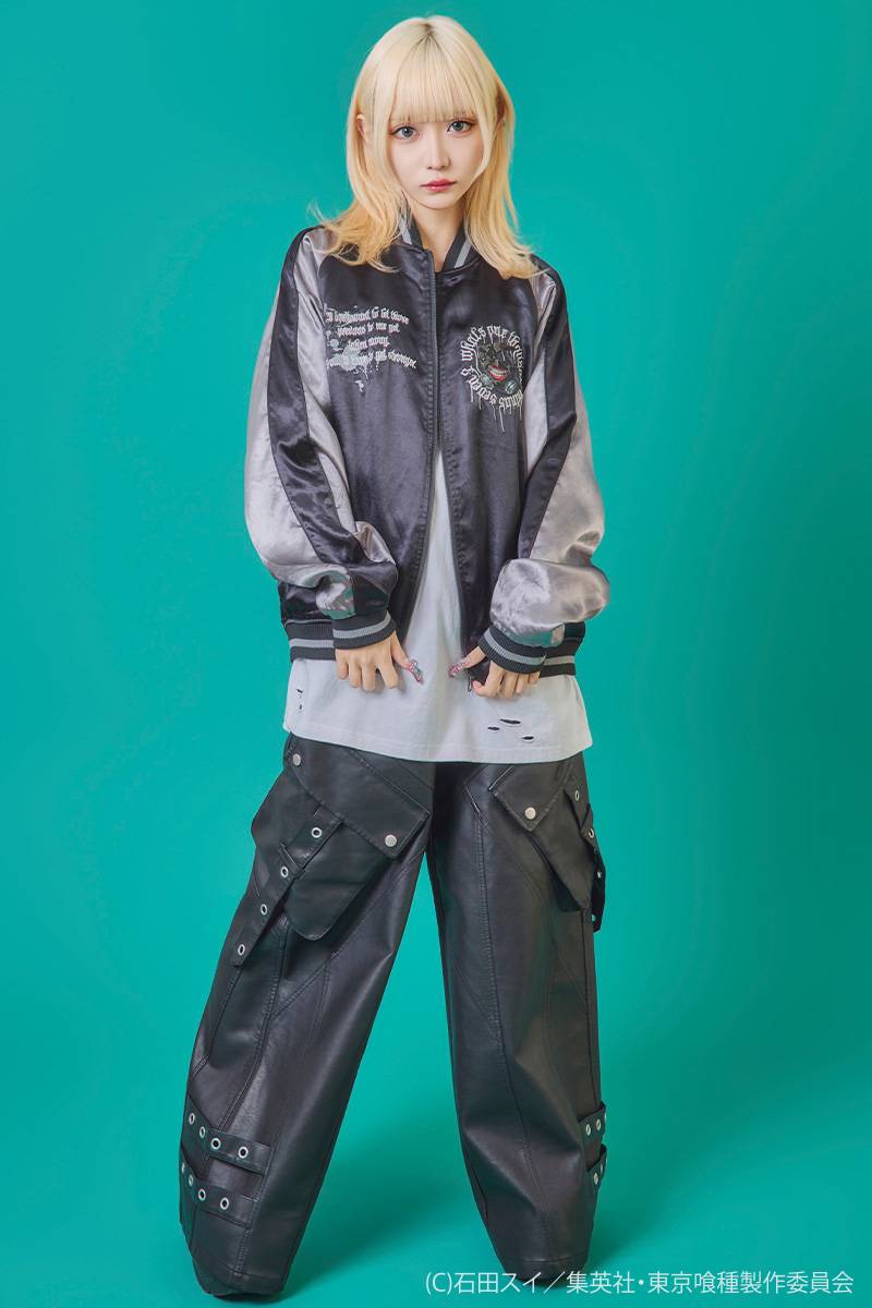 東京喰種×P.N UNDERGROUND 金木研リバーシブルスカジャン - Black